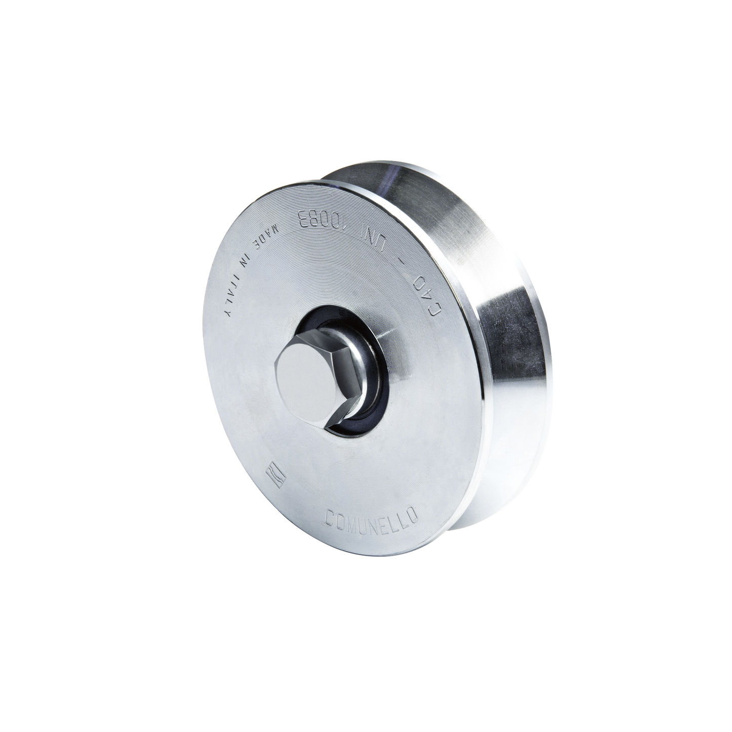 Rueda de 10 cm SIN Soporte Para Puertas Corredizas de Hasta 425 Kg / Canal Tipo "V"