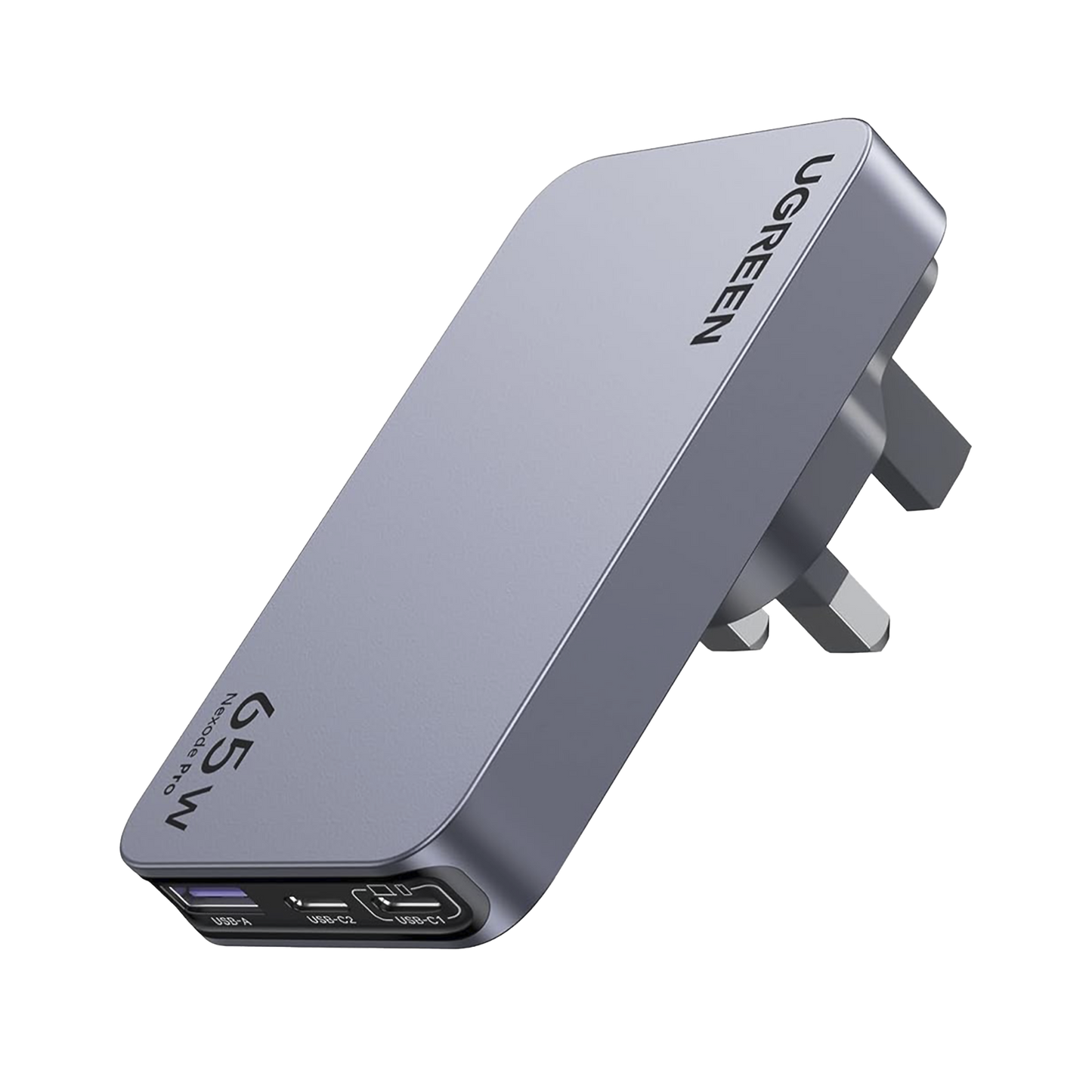 Cargador Rápido GaN 65W UGREEN / 2 Puertos USB-C + 1 Puerto USB-A / Tecnología GaN / Carga Rápida PPS PD 3.0 QC 4.0 / Compatibilidad Universal 100-240V / Diseño Compacto