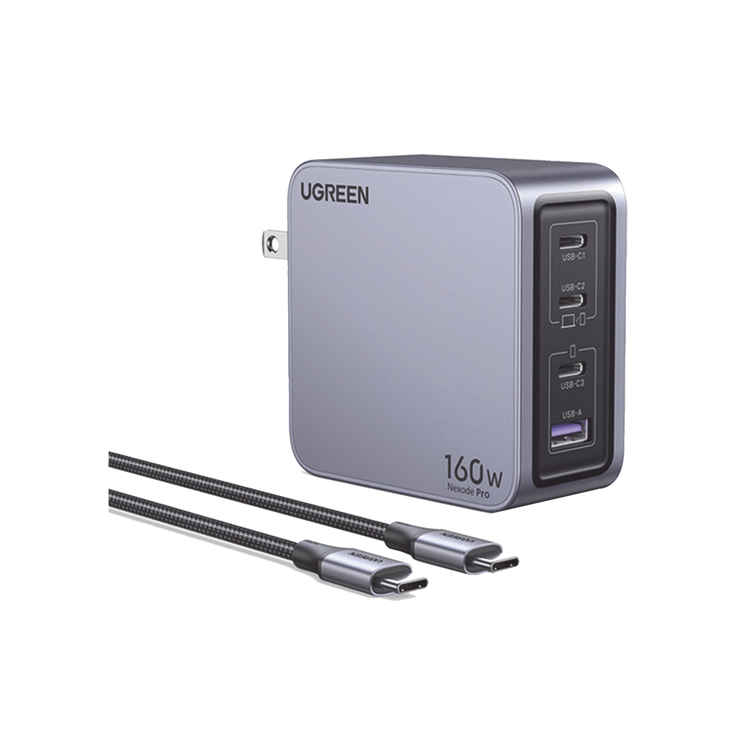 Cargador Rápido GaN / 160W Máximo / 3 USB-C + 1 USB-A / PD3.1 140W / PPS / UFCS / QC5 / Protecciones Múltiples / PC 94-V0