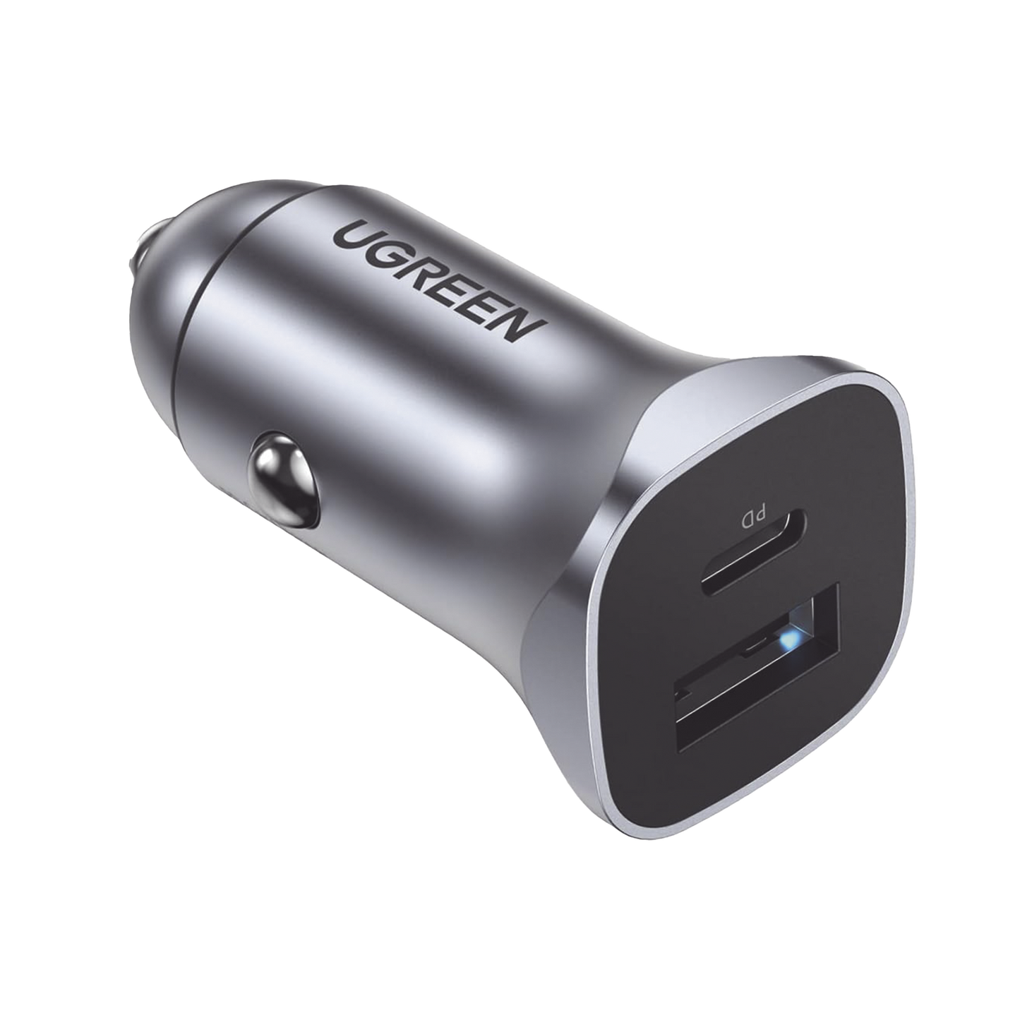 Cargador de Auto 24W | Puerto USB-A y USB-C | Carga R�pida | Compatible con Veh�culos de 12 y 24 VCD | PD3.0 + QC3.0 | Indicador Led | Dise�o Compacto | Chip Inteligente | Caja de Aluminio