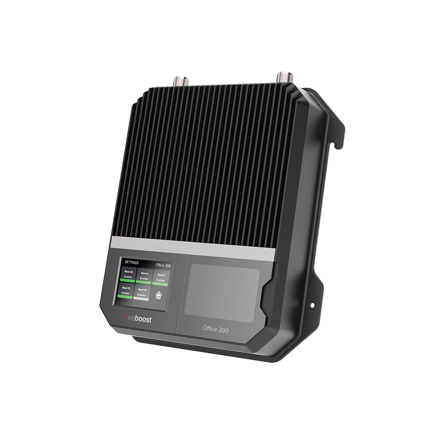 Amplificador Office 200 para 4G, 3G, 2G y llamada VoLTE y convencional. Especial para personalizarlo con antenas, cables y accesorios de acuerdo al requerimiento de la instalación. Puede cubrir en interior áreas de hasta 1600 m² con 4 a