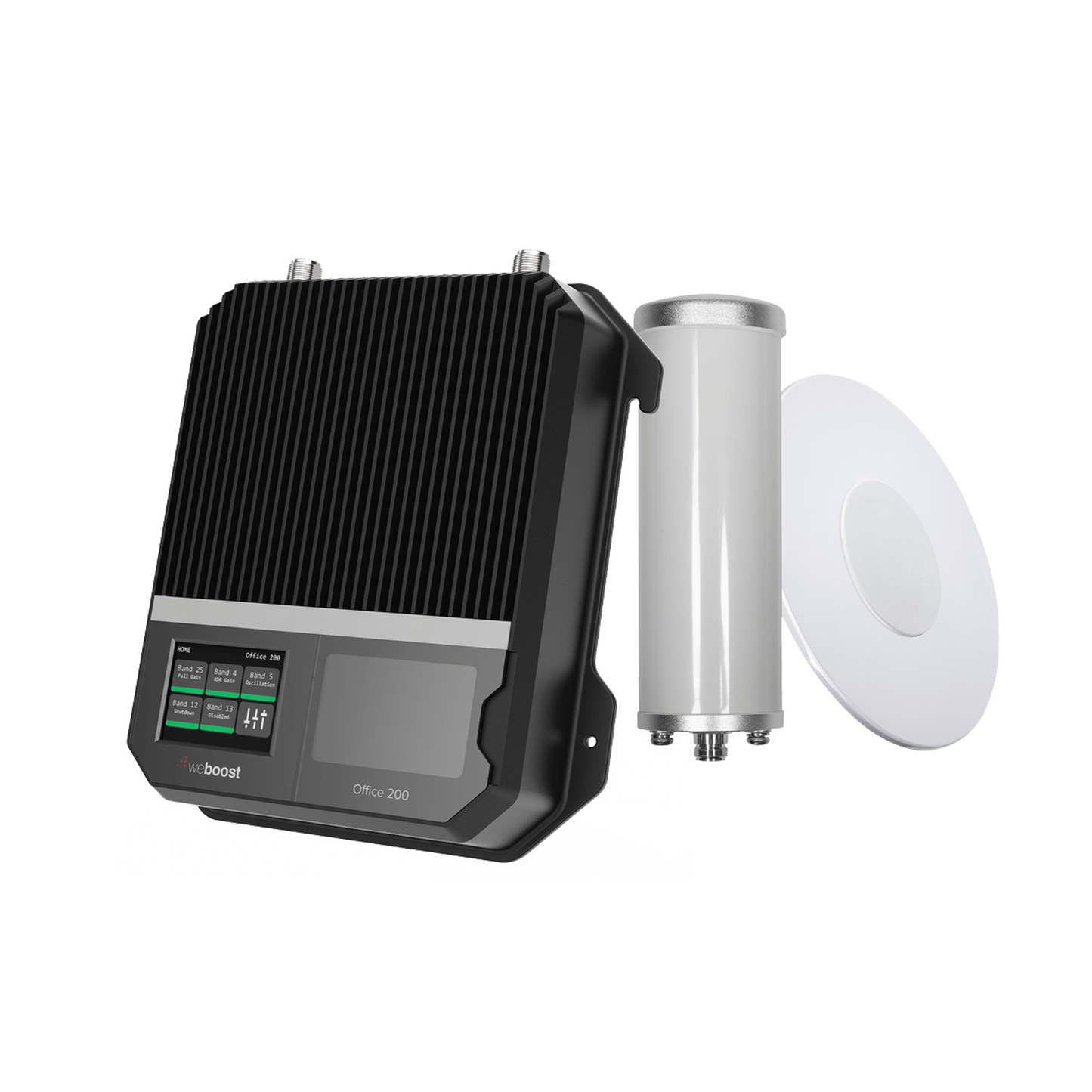 Kit Amplificador Office 200 para 2G, 3G y 4G / Mejora llamadas convencionales y VoLTE / Amplifica señal de TELCEL, AT&T y MOVISTAR / Cubre hasta 400 m² con una antena y hasta 1600 m² con 4 antenas.