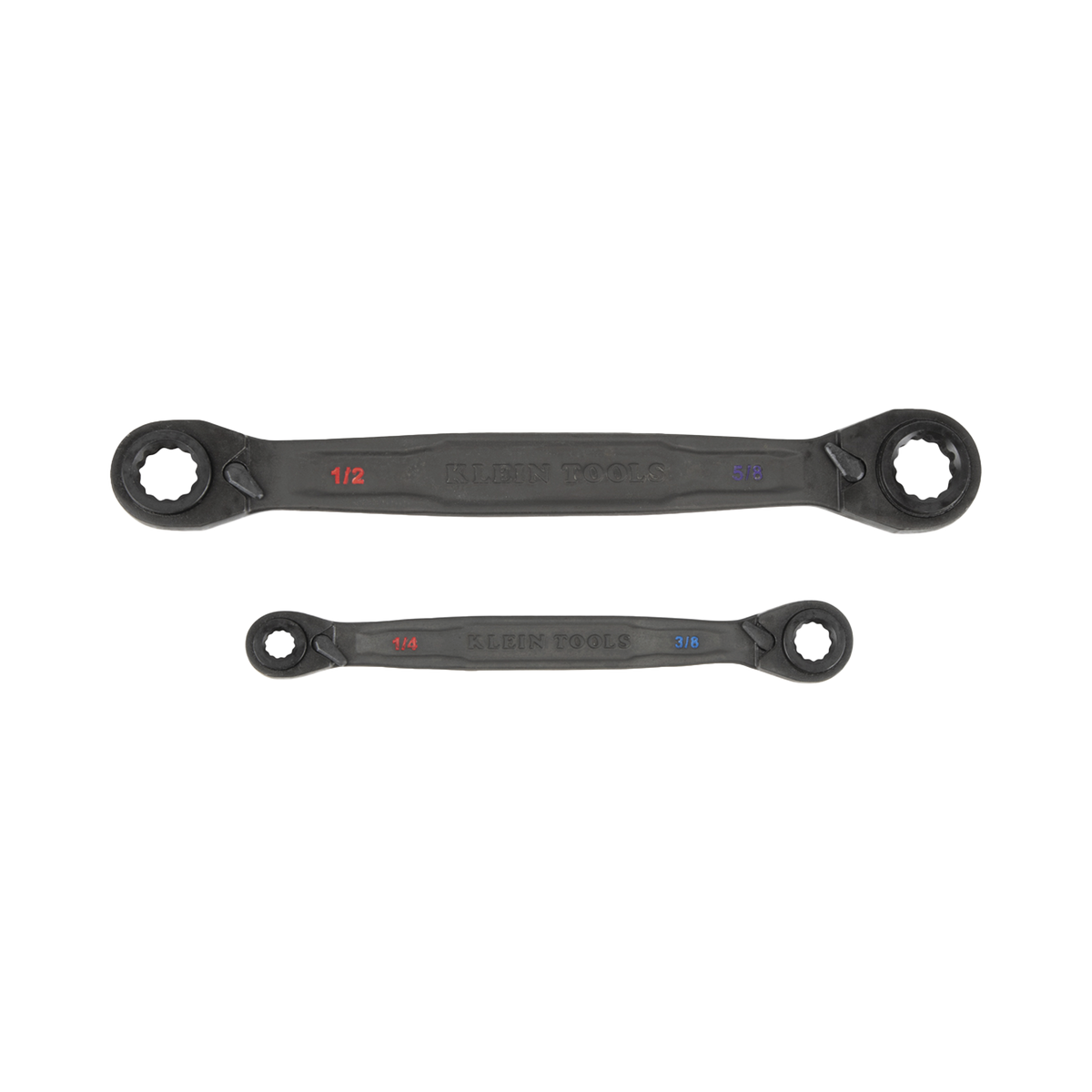 Juego de 2 llaves Estriadas de Matraca 4 en 1 con 8 Medidas Inglesas 1/2-5/8", 3/4-9/16", 1/4-3/8", 7/16-5/16"