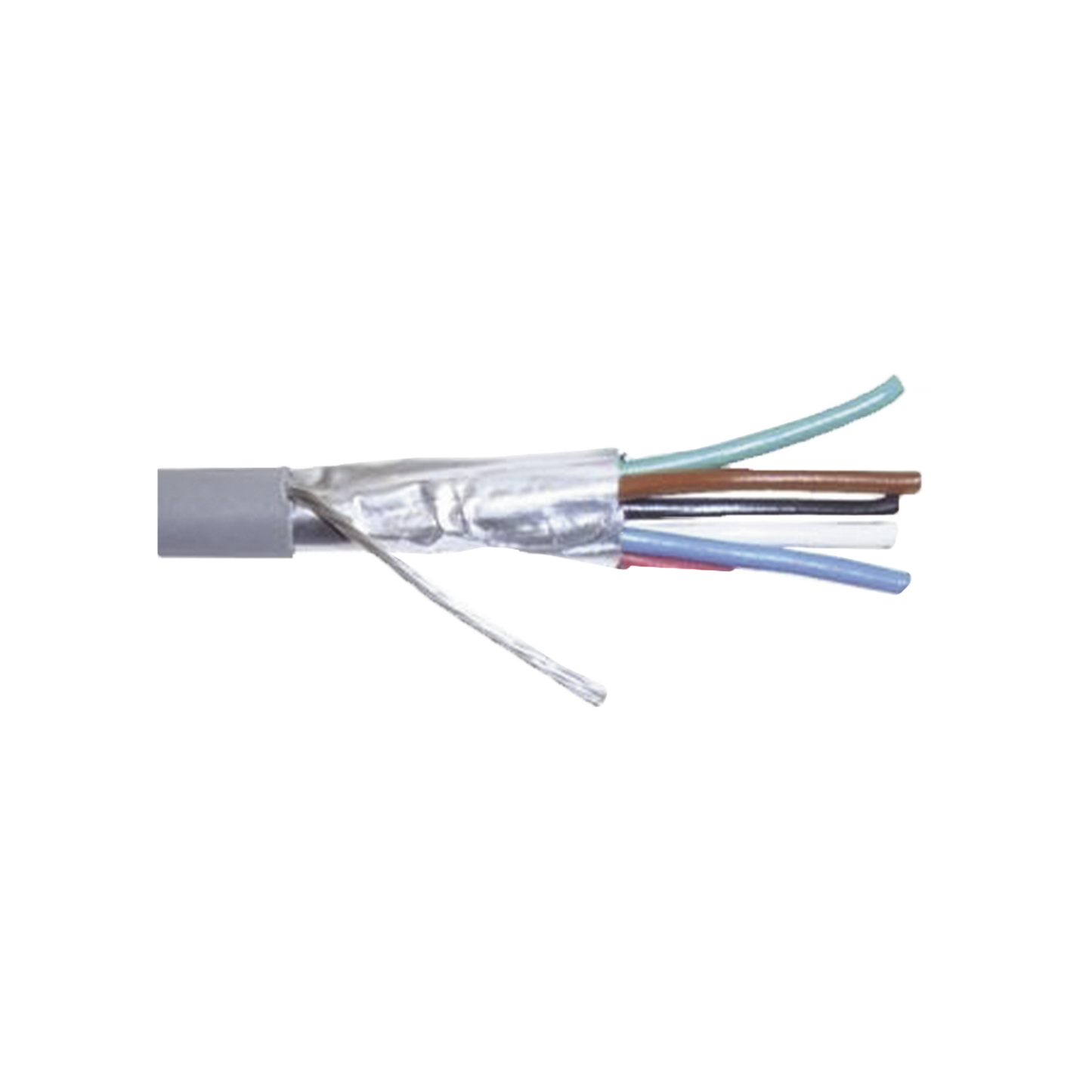 Cable Calibre 22, CMR, 6 Conductores, Blindado, 305 Metros (1000 Pies), Color Gris