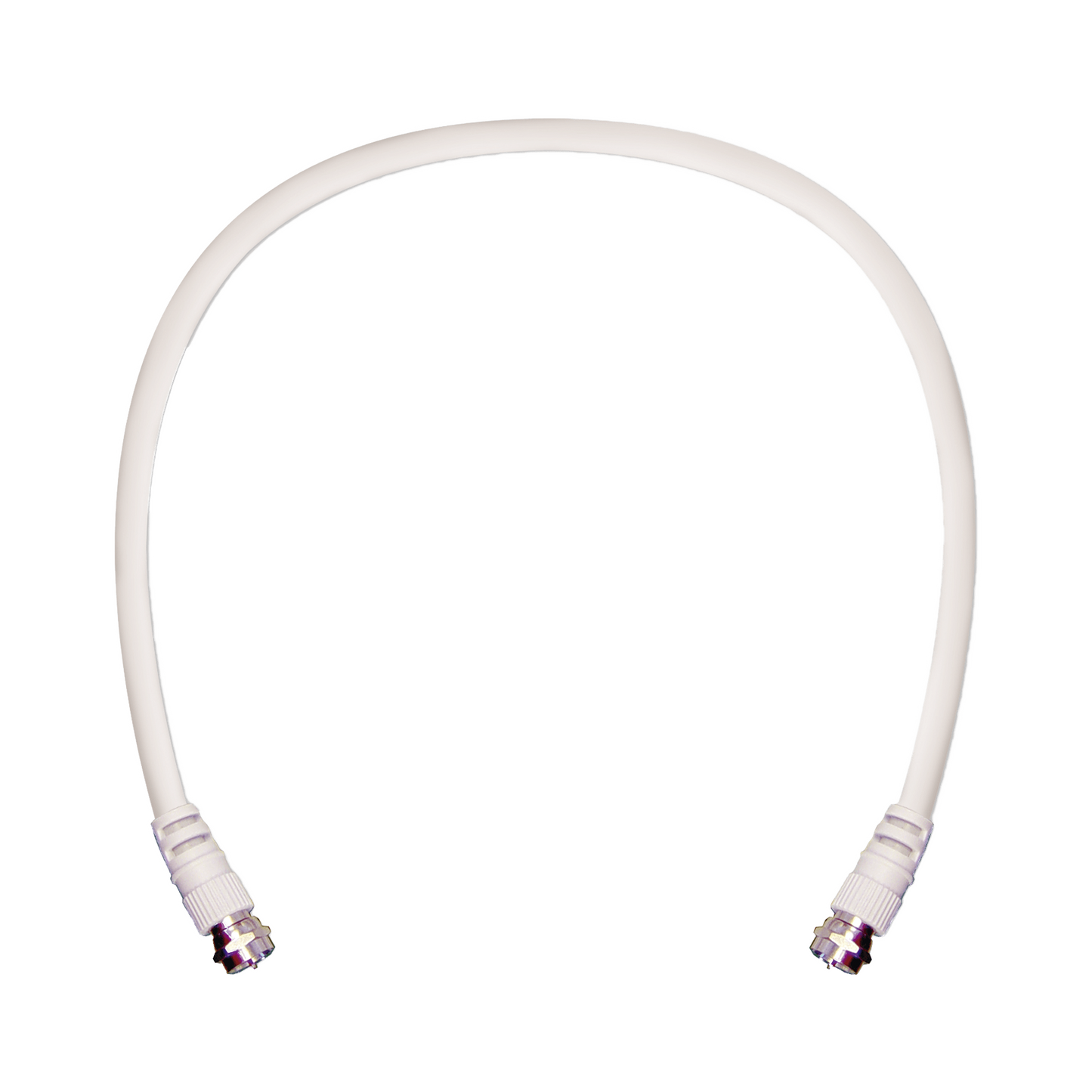 Jumper Coaxial con Cable Tipo RG-6 en Color Blanco de 60.96 Centímetros (24 Pulgadas) de Longitud y Conectores F Macho en Ambos Extremos. 75 Ohm de Impedancia.