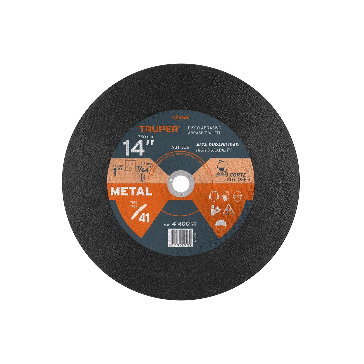 Disco Tipo 41 de 14' x 3.1 mm para corte de metal, TRUPER