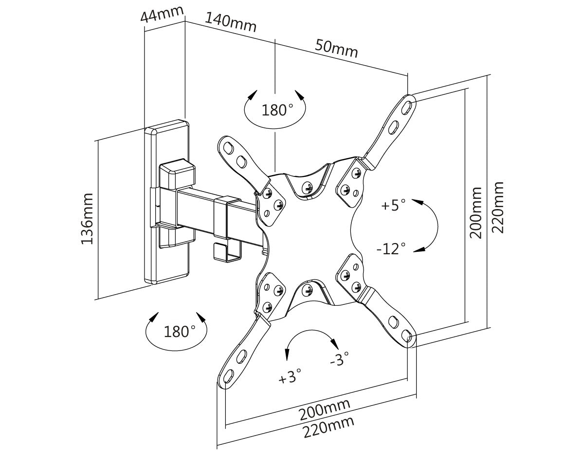 Soporte de Pared Movil para TV OVALTECH de 13 - Vista 5