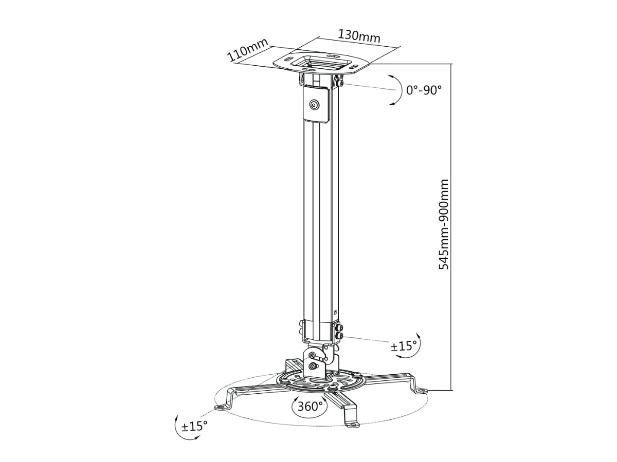 Soporte de Acero para Proyector OVALTECH OVPR-900MM - Vista 2