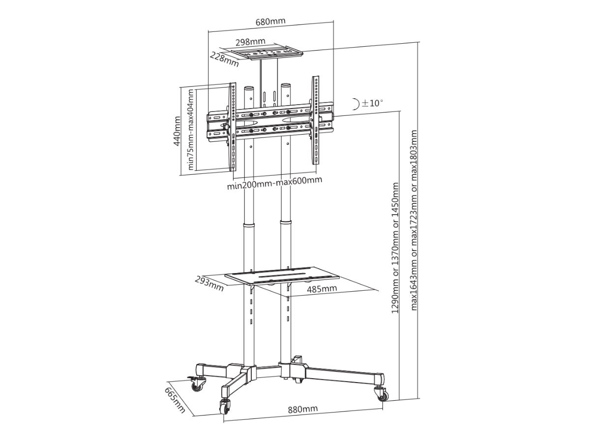 Soporte de Piso Móvil para TV OVALTECH OVTV-CA3770 - Vista 3