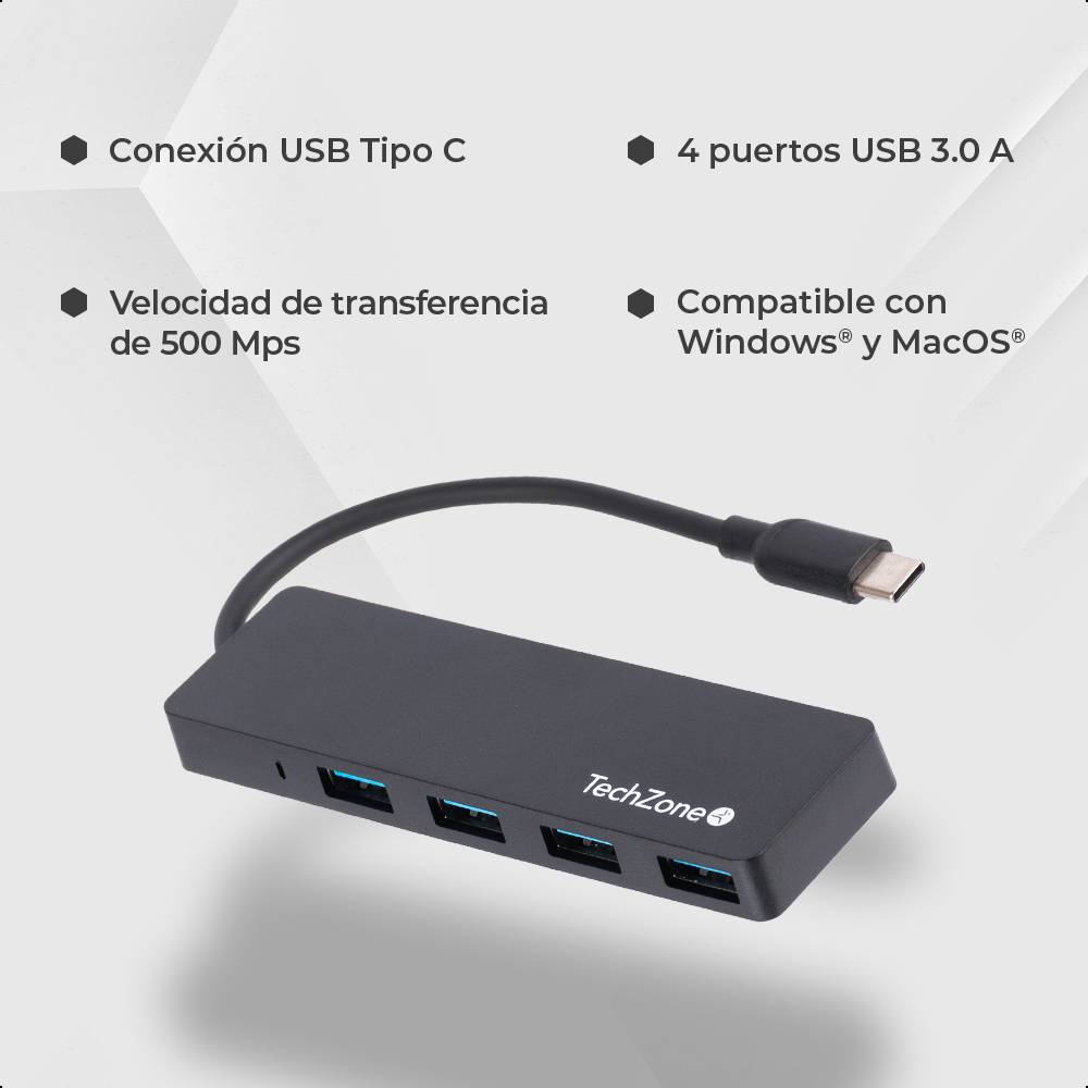 Concentradores Hub TECHZONE CONNECT HUB 3.0 - Vista 4