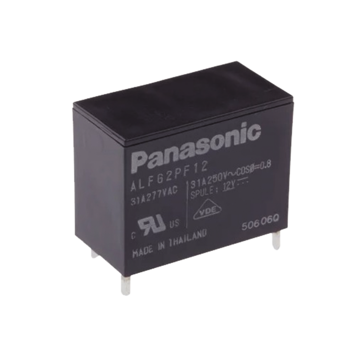 Relevador de 4 pines para tarjetas impresas Through-Hole de 12 Vcc, 31 Amp.