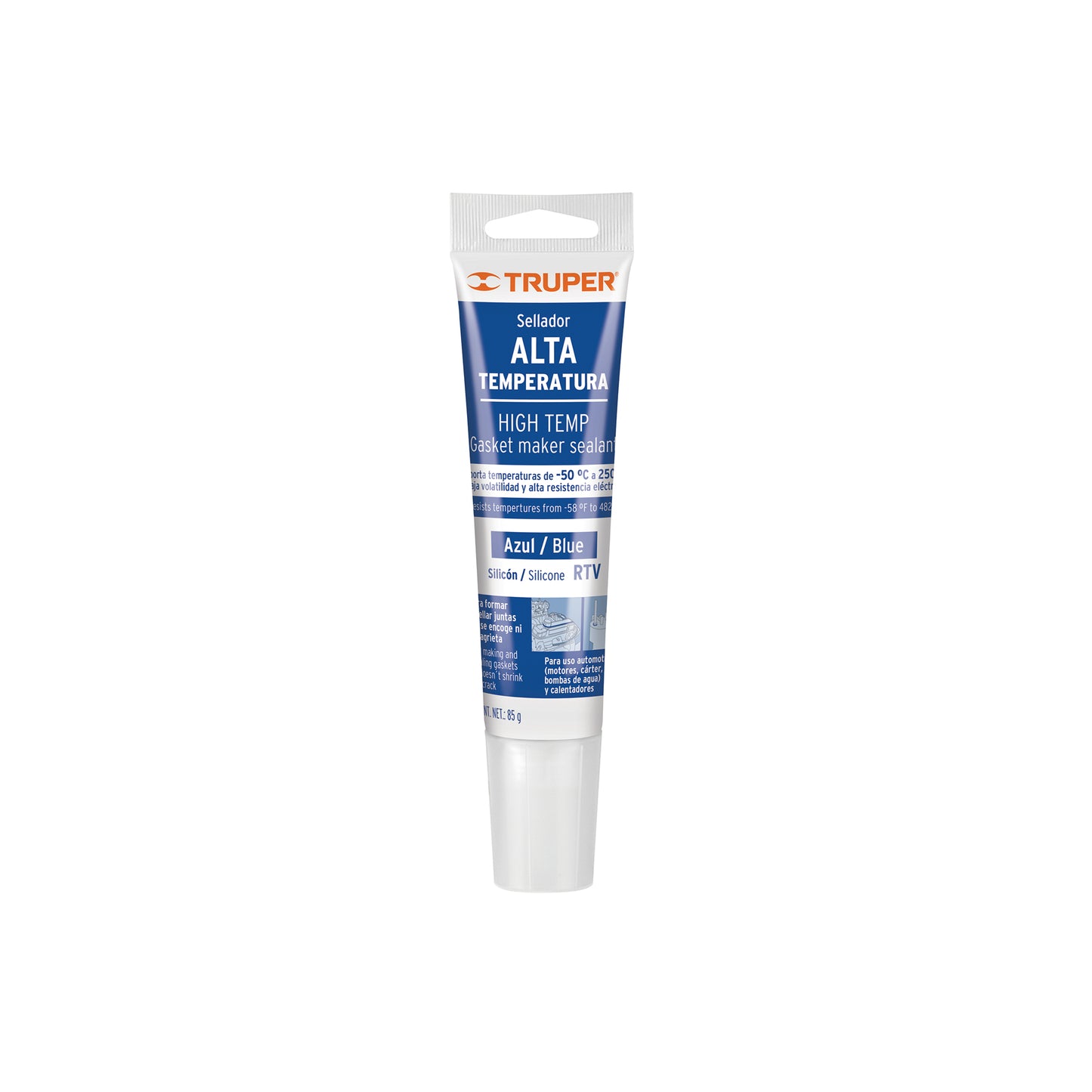 Sellador de silicón azul para altas temperaturas, 85 g