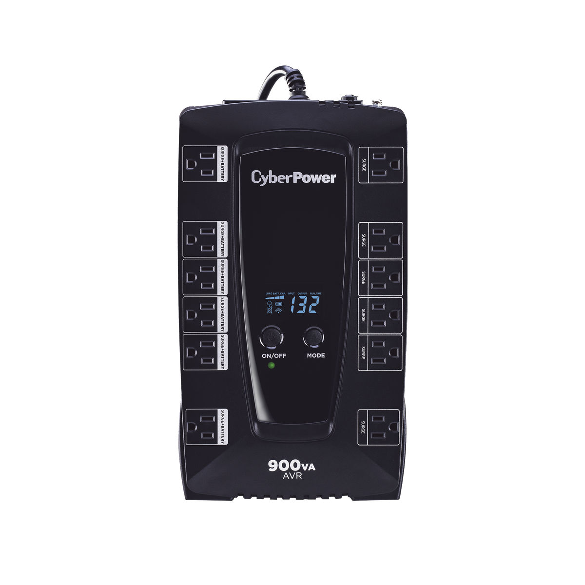 UPS de 900 VA/480 W, Topología Línea Interactiva, Entrada 120 Vca NEMA 5-15P, Tipo Gabinete Compacto, Con 12 Tomas NEMA 5-15R