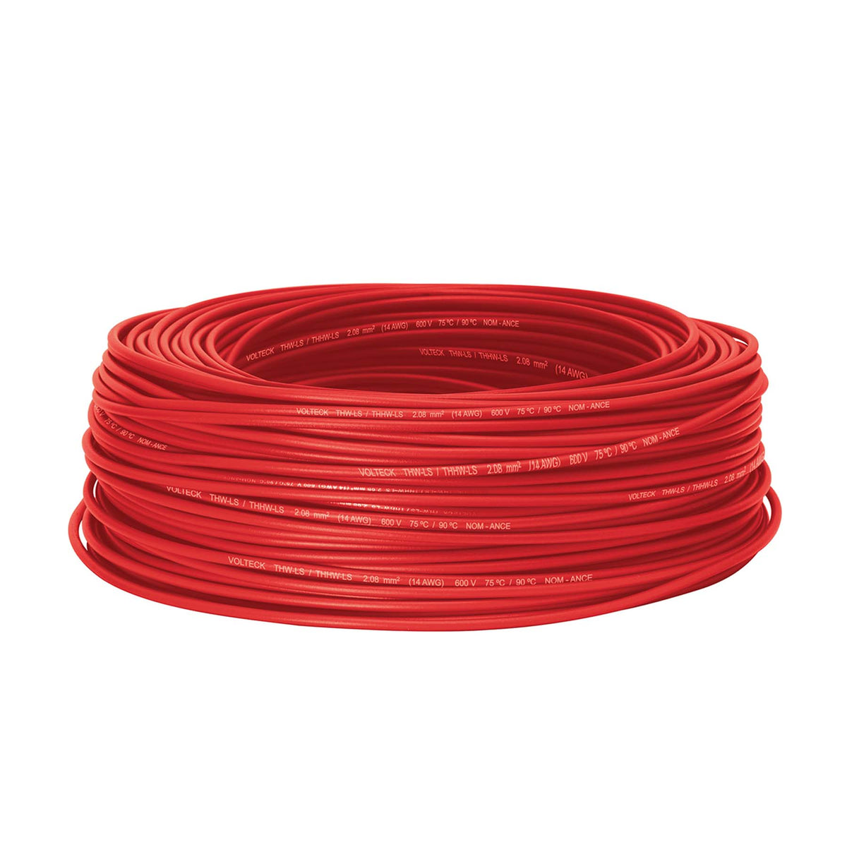 Rollo de 100 m de cable THHW-LS 14 AWG rojo, Volteck