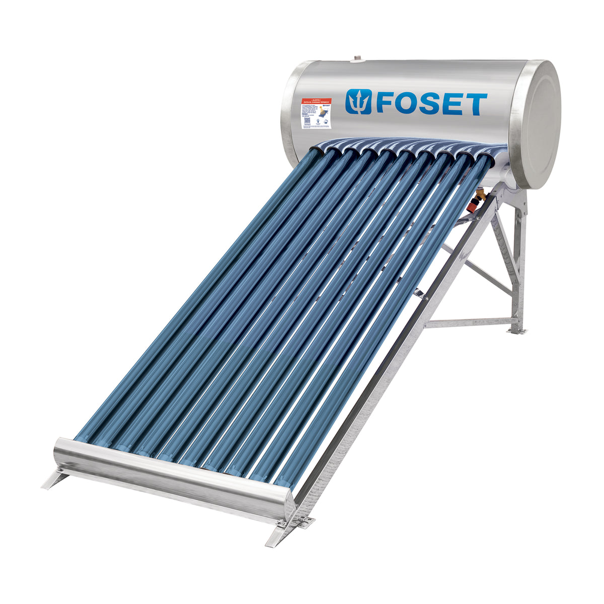 Calentador solar de agua 10 tubos, 130L, 3 personas, Foset