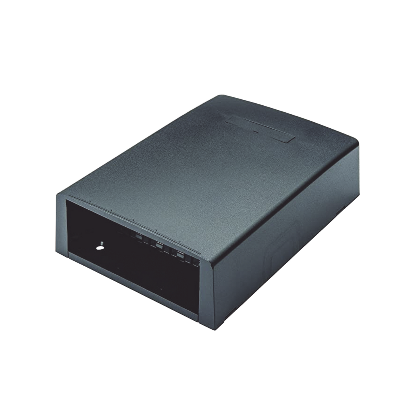 Caja de Montaje en Superficie, con Accesorio para Resguardo de Fibra �ptica, para 12 M�dulos Mini-Com, Color Negro