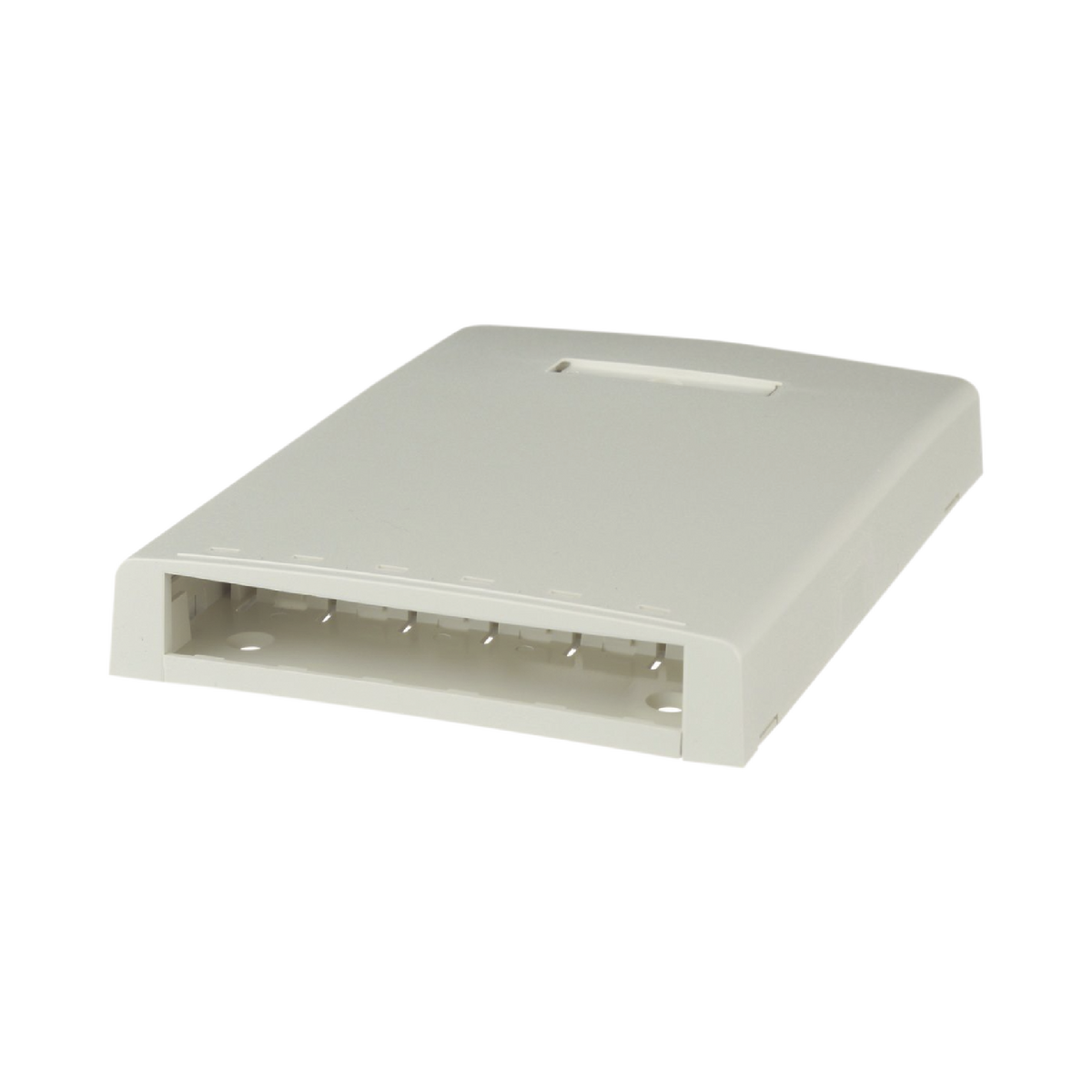 Caja de Montaje en Superficie, con Accesorio para Resguardo de Fibra �ptica, para 6 M�dulos Mini-Com, Color Blanco Mate
