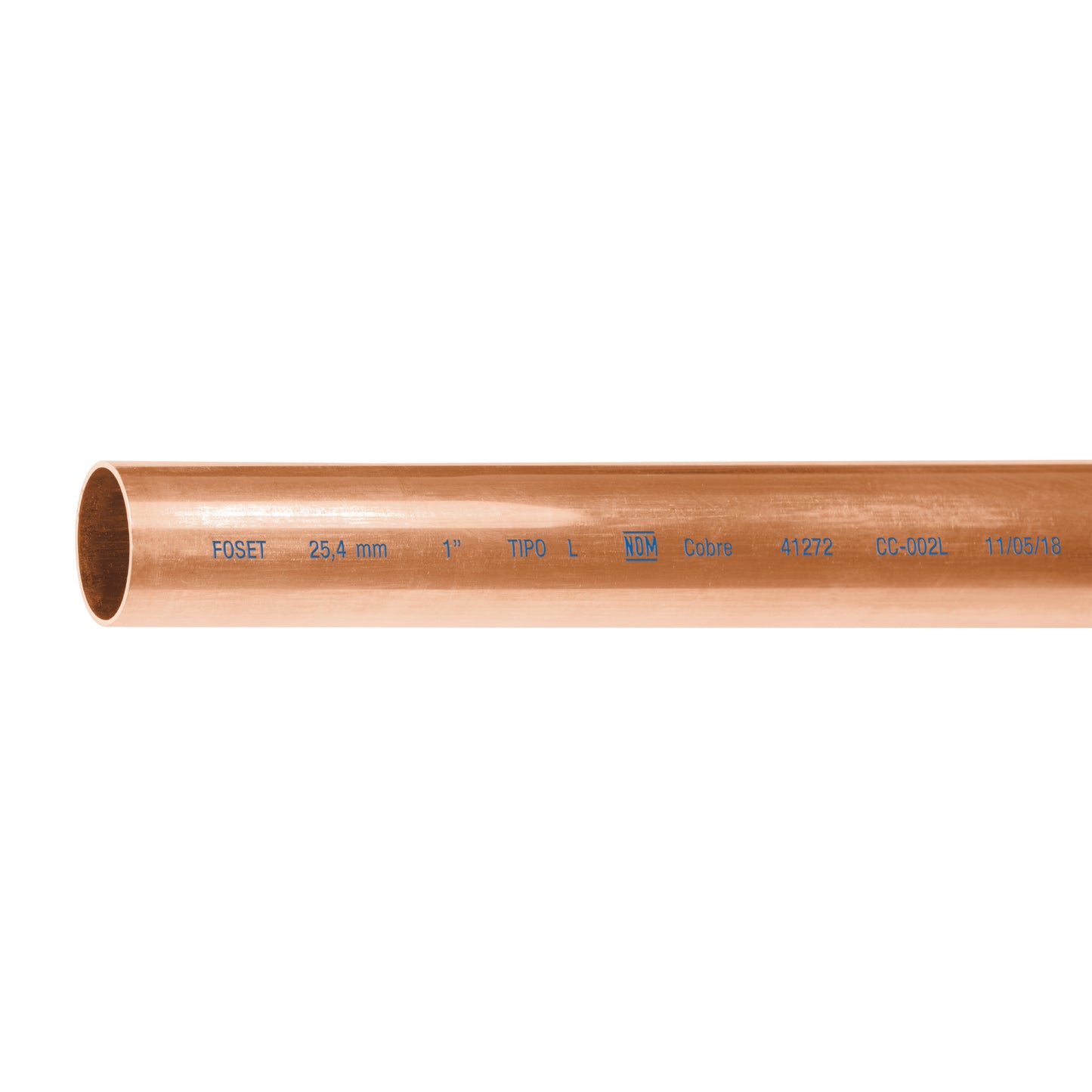Tubo de 1' de cobre tipo 'L', de 3m, 2.9kg, FOSET