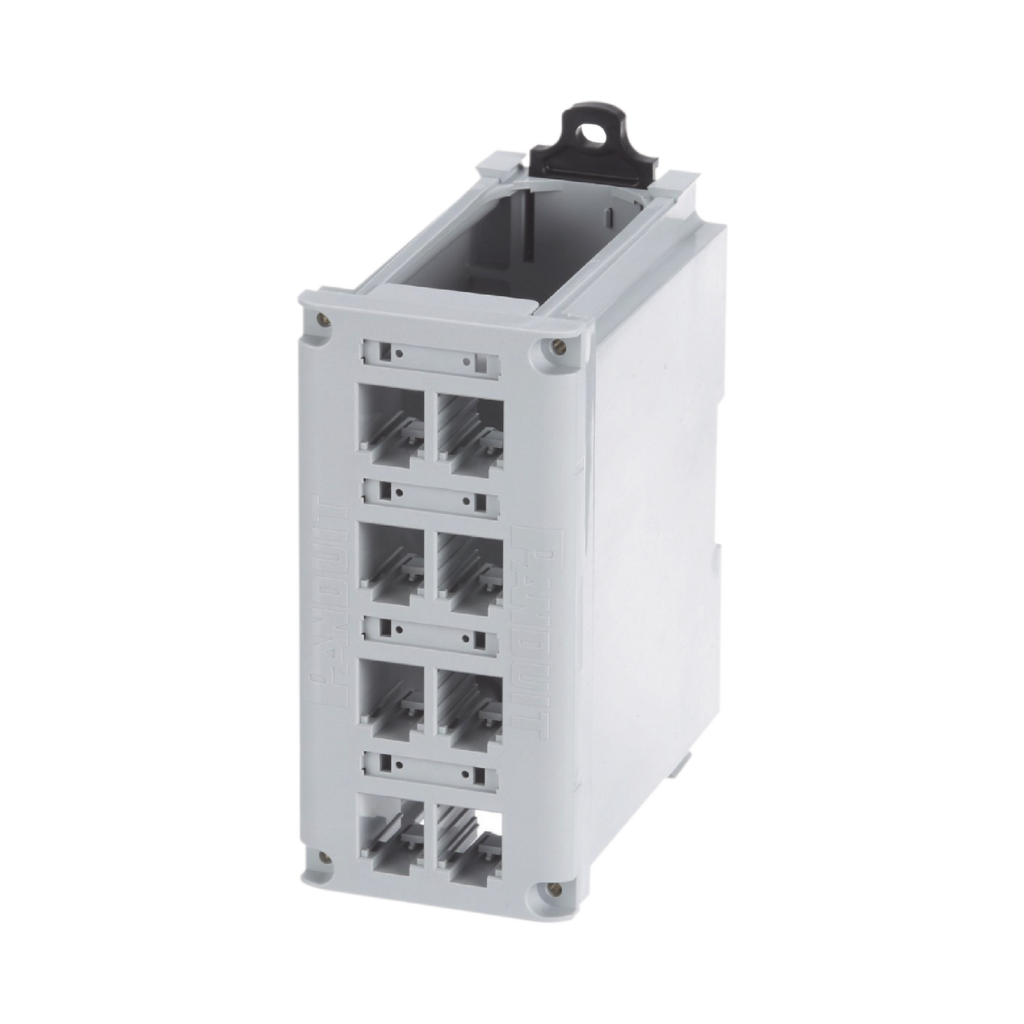 Panel de Parcheo Modular para Cobre, de Instalaci�n en Riel DIN Est�ndar de 35 mm (1.38 pulgadas), 8 Puertos Mini-Com, Color Gris