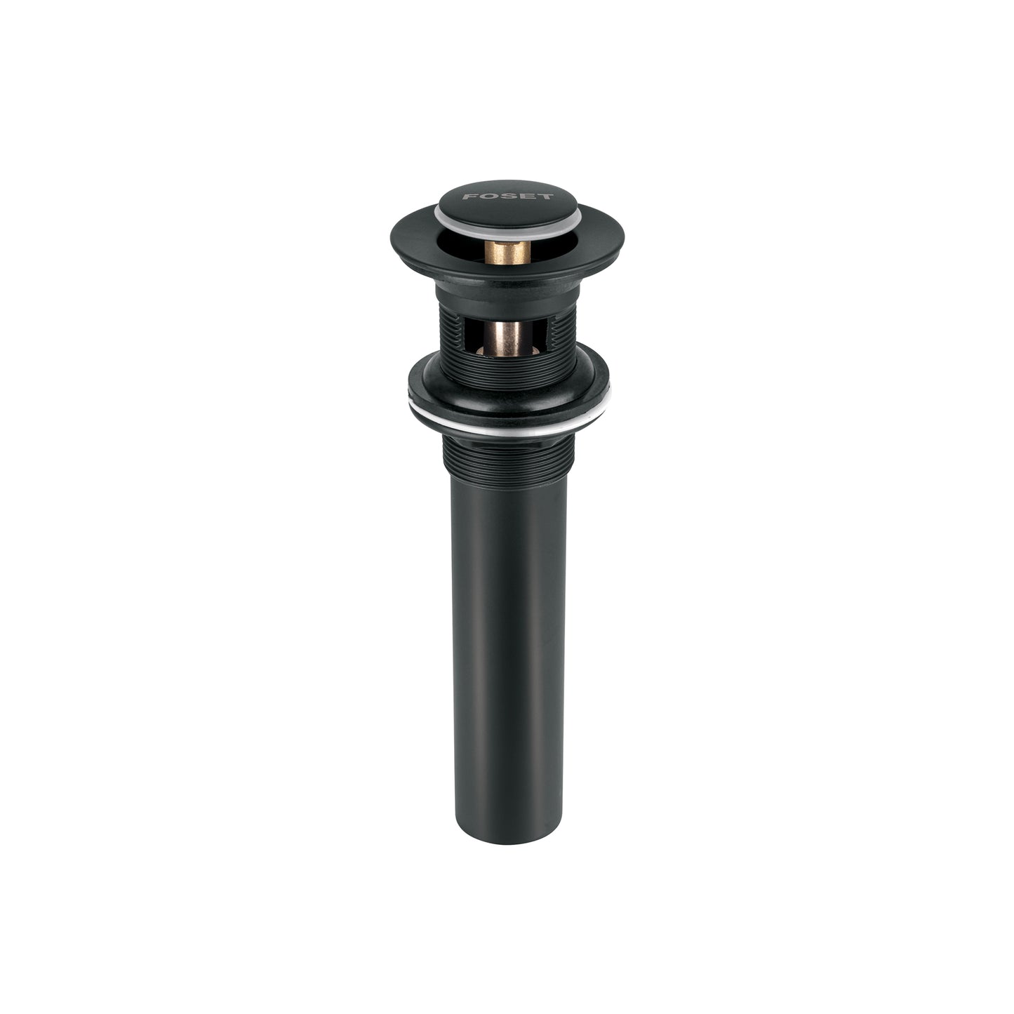 Contra p/lavabo, 1-1/4', con rebosadero, push, latón, negro