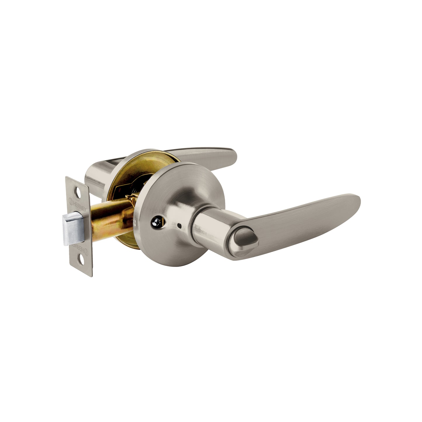 Cerradura manija Turín, p/baño níquel satin, HERMEX
