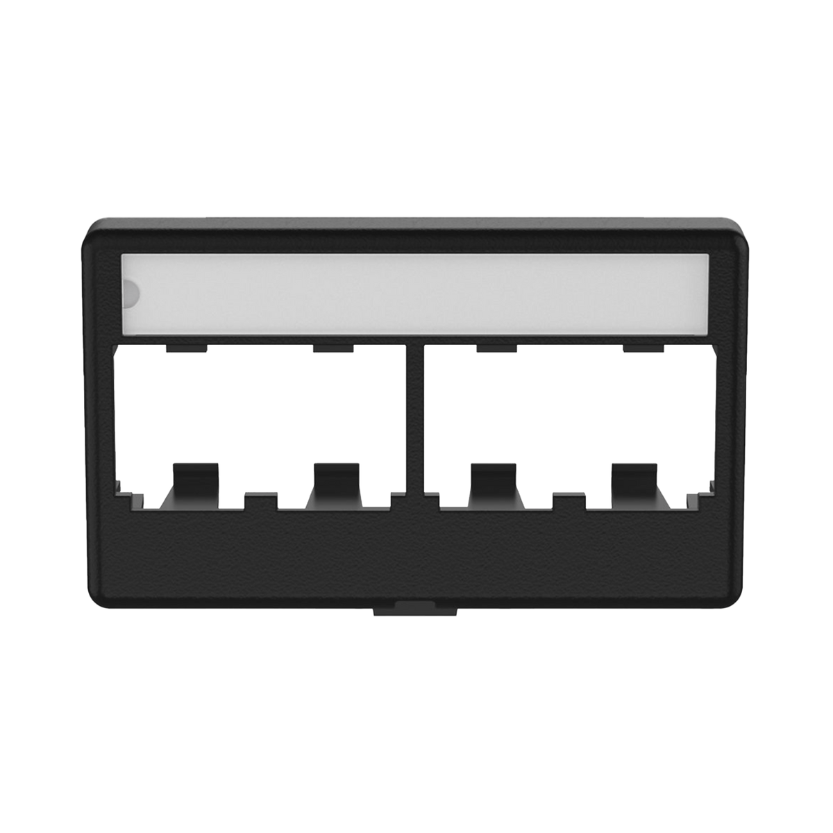 Placa de Mobiliario Modular Est�ndar, Salidas Para 4 Puertos Mini-Com, Con Espacio Para Etiquetas, Color Negro