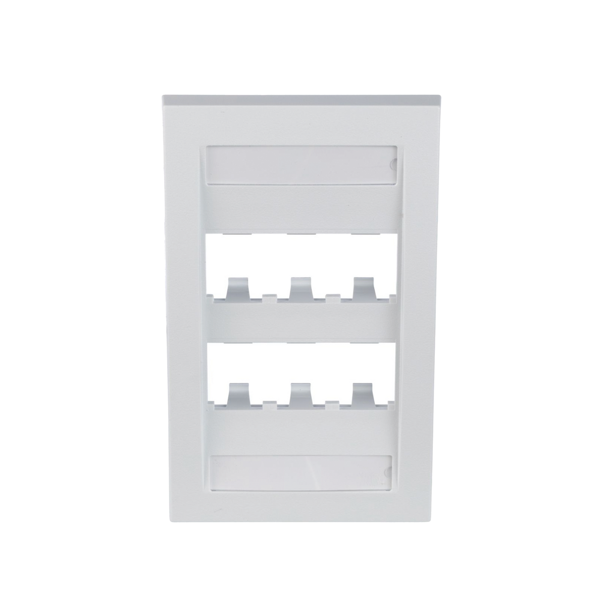 Placa de Pared Vertical Ejecutiva, Salida Para 6 Puertos Mini-Com, Con Espacios Para Etiquetas, Color Blanco