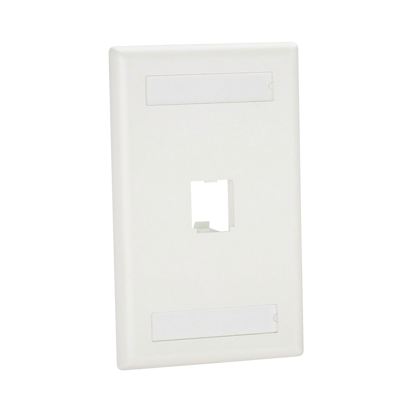 Placa de Pared Vertical Cl�sica, Salida Para 1 Puerto Mini-Com, Con Espacios Para Etiquetas, Color Blanco Mate
