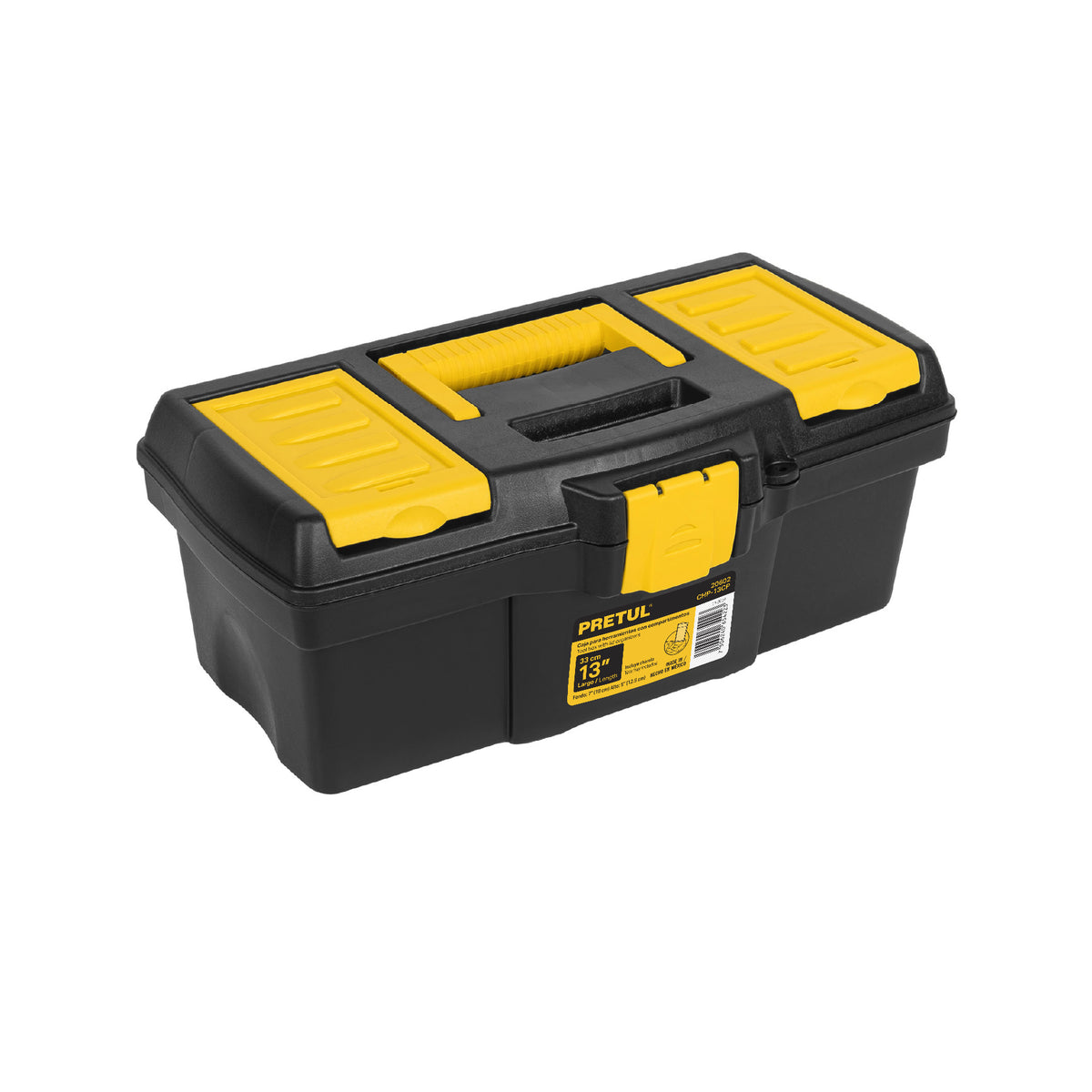 Caja para herramienta de 13' con compartimentos, Pretul