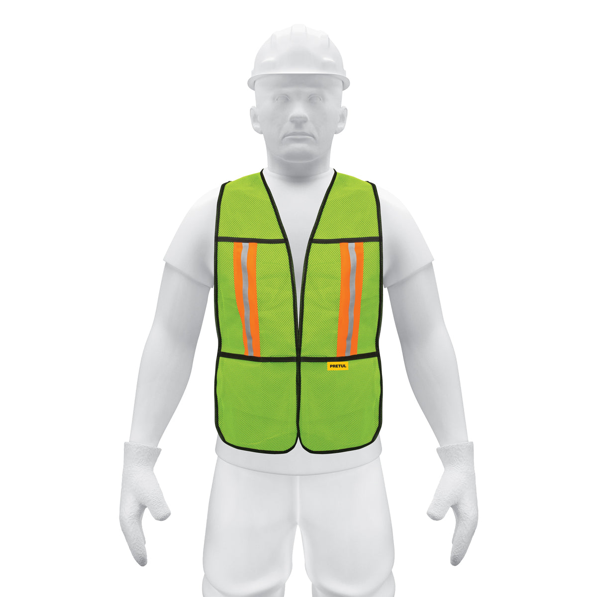 Chaleco de seguridad con cintas reflejantes, verde, Pretul
