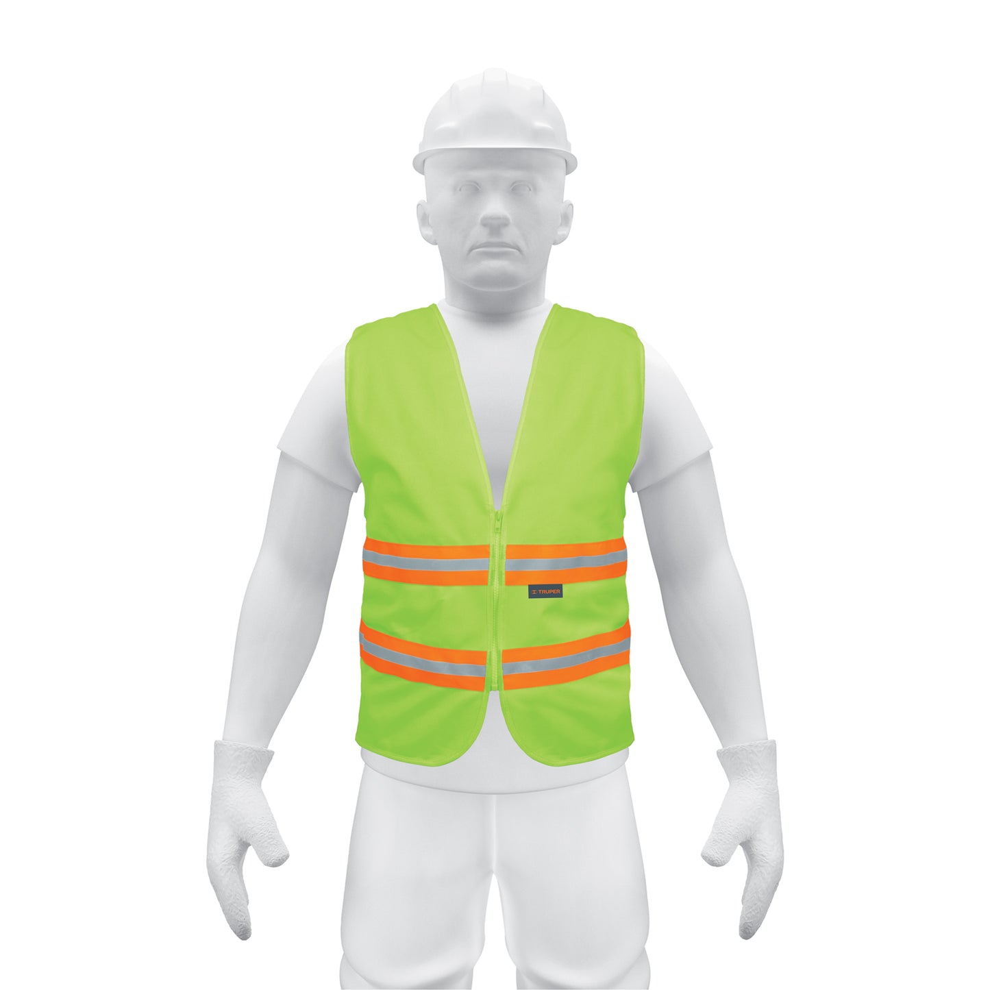 Chaleco de seguridad verde alta visibilidad con cierre