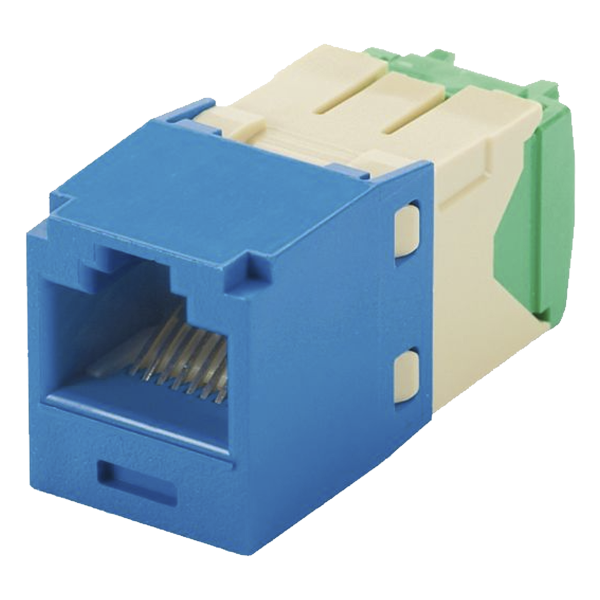 Conector Jack RJ45 Estilo TG, Mini-Com, Categor�a 6, de 8 Posiciones y 8 Cables de Calibre 28/30 AWG, Color Azul