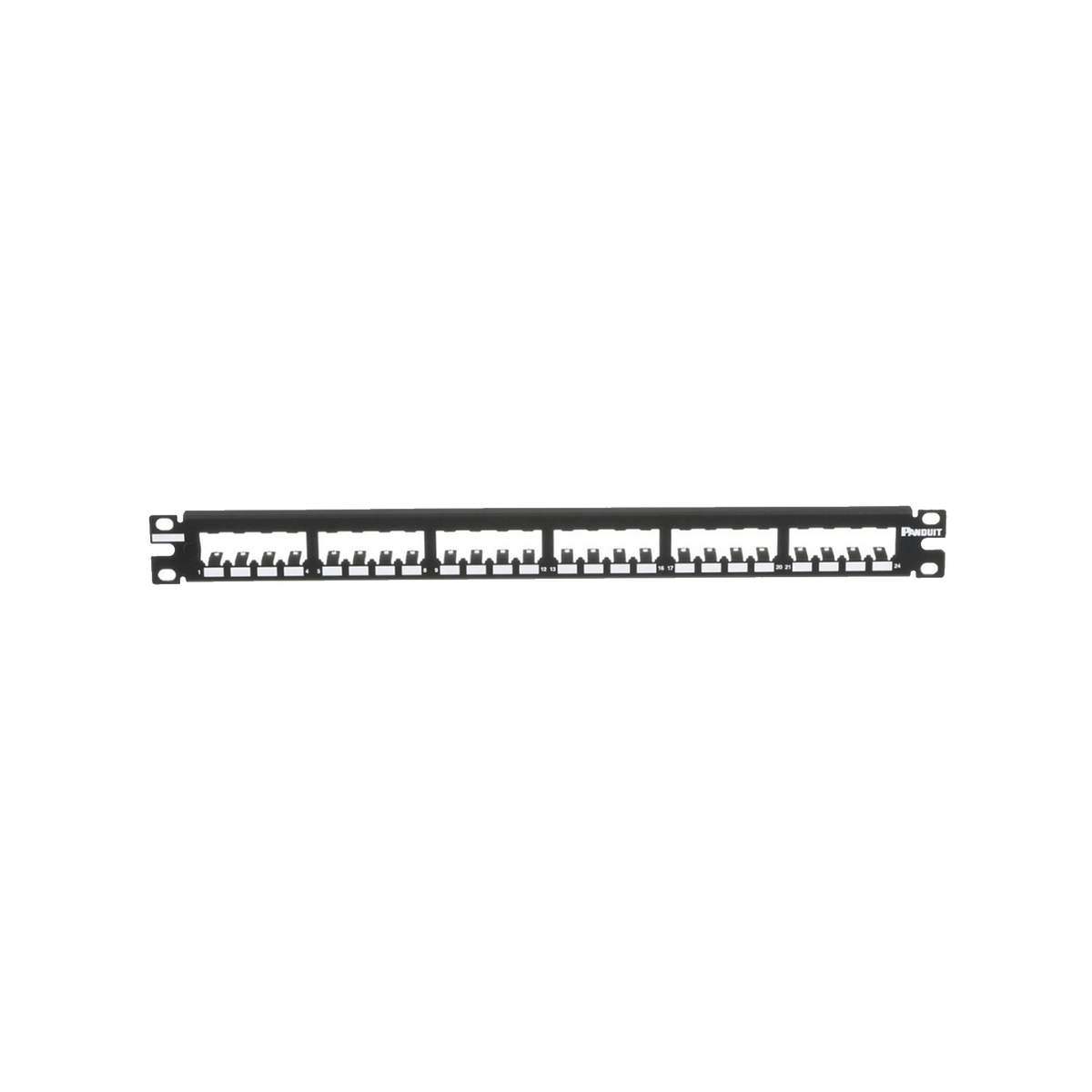 Panel de Parcheo Modular Mini-Com (Sin Conectores), Plano, Totalmente Blindado, de 24 Puertos, 1UR