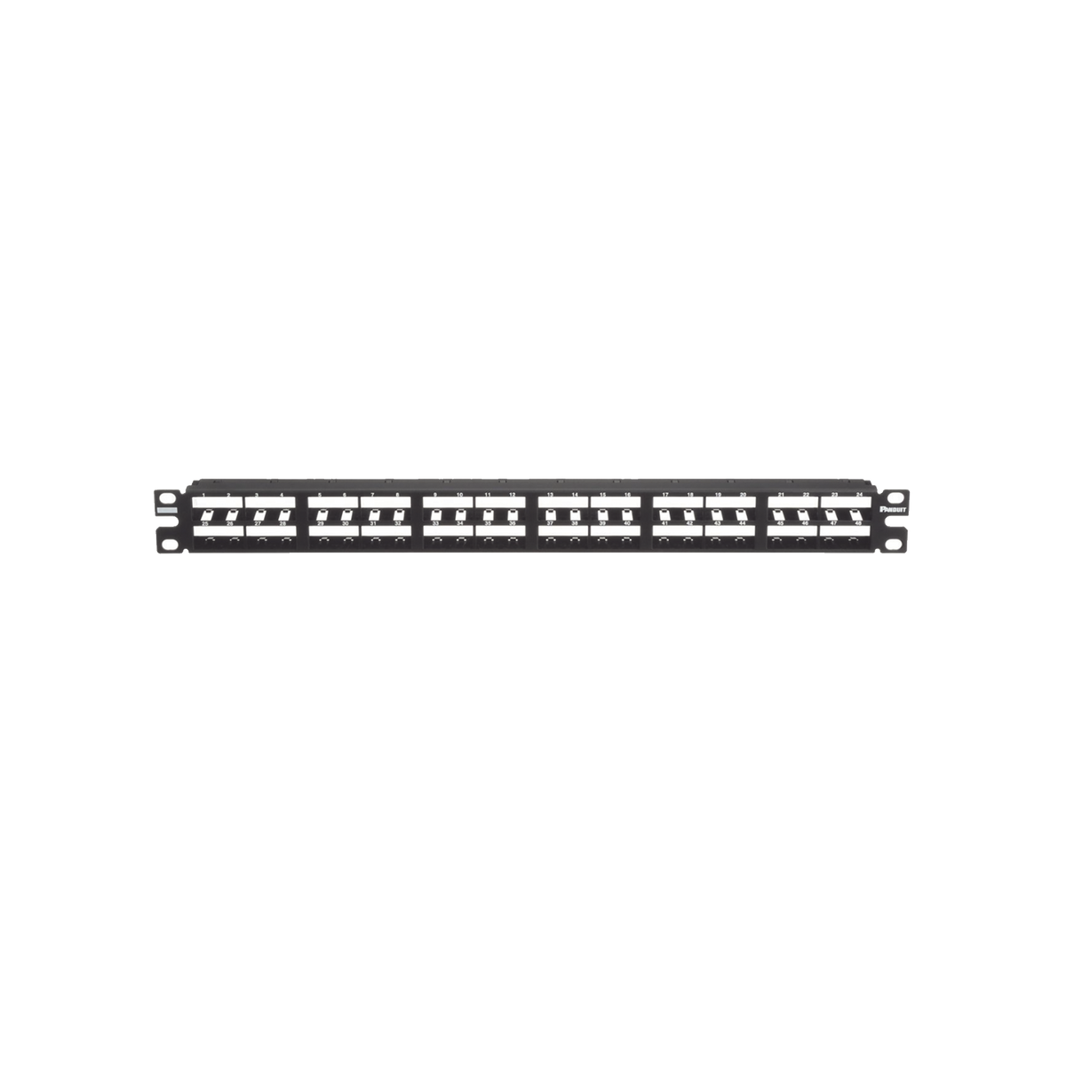 Panel de Parcheo Modular Mini-Com (Sin Conectores), Plano, Sin Blindaje, Alta Densidad, Identificaci�n Pre-Impresa, de 48 Puertos, 1UR