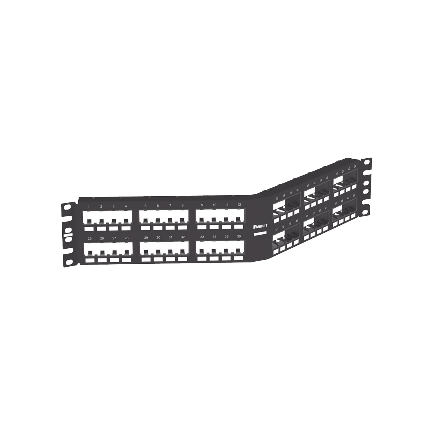 Panel de Parcheo Modular Mini-Com (Sin Conectores), Angulado Instalaci�n la Ras, Sin Blindaje, de 48 Puertos, 2UR