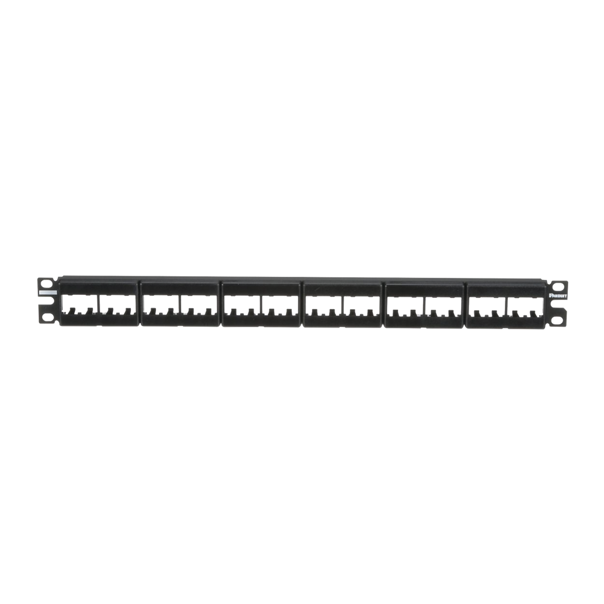 Panel de Parcheo Modular Mini-Com (Sin Conectores), Plano, Sin Blindaje, Con Etiqueta y Cubierta, de 24 Puertos, 1UR