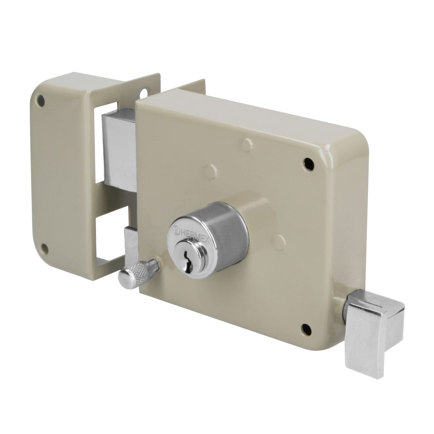Cerradura sobreponer izq instala-fácil, caja, HERMEX BASIC
