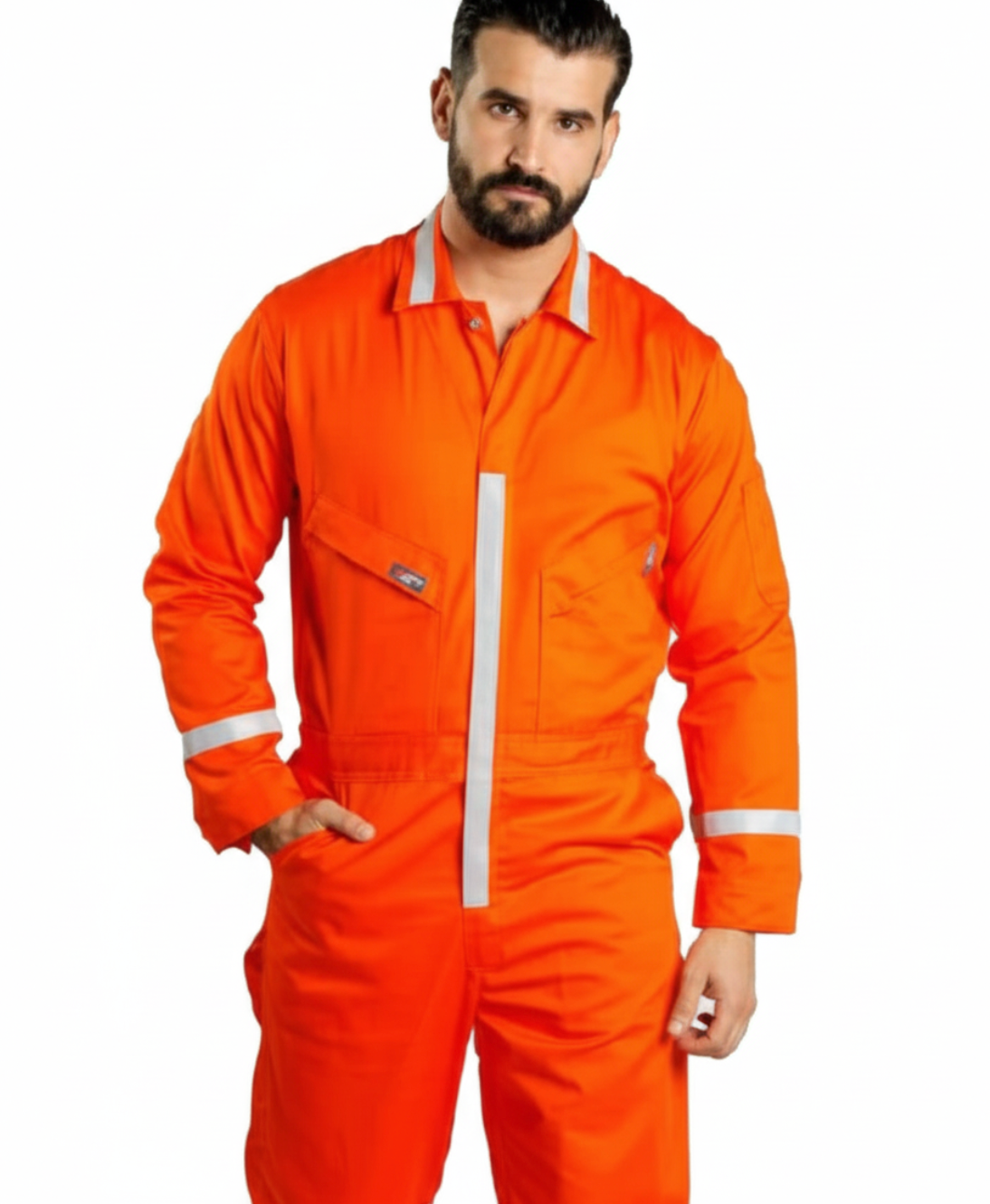 OVEROL FR CABALLERO ESTILO ECONOMICO 7ozCOMPOSICION 100% ALGODÓN , COLOR NARANJA, INCLUYE REFLECTIVA 2" BRAZOS, PIERNAS, TORSO