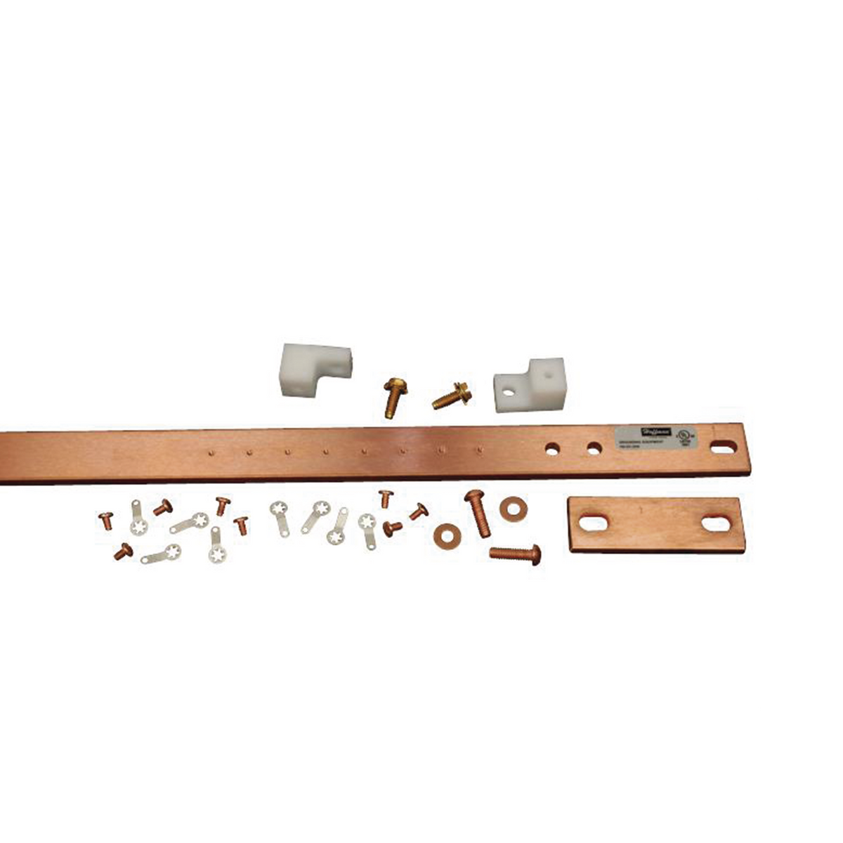 Barra de Tierra Física para Rack 19" (482.6 mm) / 1 UR / Aleación de Cobre 110 Estañado / Espesor 6 mm / Cumple EIA-310-D / Incluye Kit de Montaje