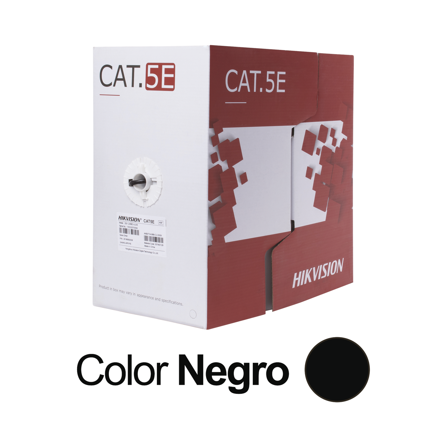 Bobina de Cable UTP 305 Metros (1000 Pies) / Cat 5E (24 AWG) / Color Negro / PE / Uso en Exterior / 100% Cobre / Aplicaciones de CCTV, Redes de Datos y Enlaces Inal�mbricos
