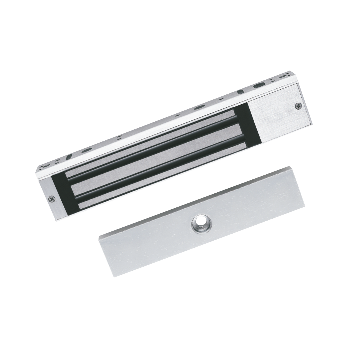 Chapa Magnética de 617 Lbs (280 Kg) / Montaje en Puerta Normal o de Vidrio / Certificado CE / Uso en Interior / Indicador LED / Magnetismo Anti-residual