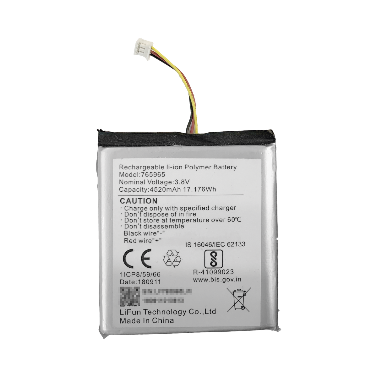 Batería de Respaldo para Panel de Alarma Hikvision / 4520 mAh / Compatible con Paneles AX PRO - AX HUB - Hibrido Versión 1 (DS-PHA64-W4P) y Repetidor AX PRO DS-PR1-WB