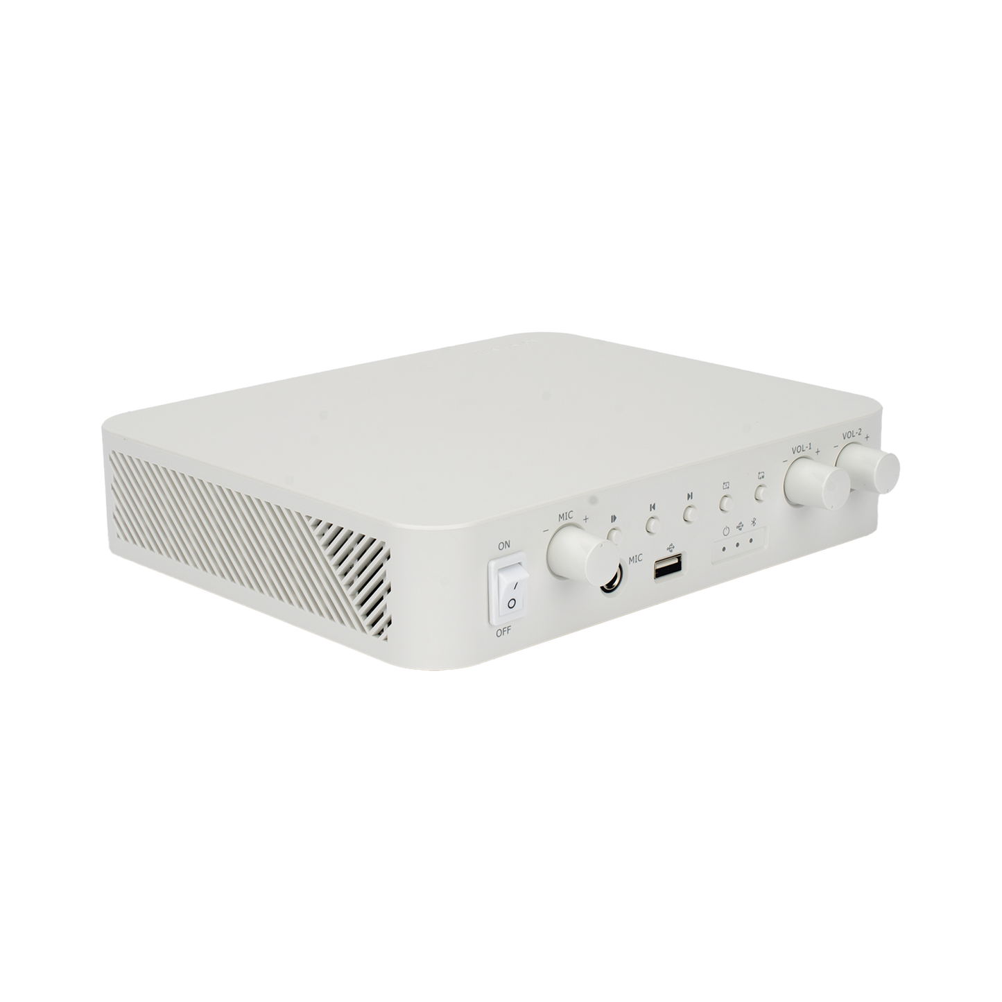 Amplificador | Bluetooth | 2 Canales con Control de volumen Independiente | 30 W por Canal | Salida 4-8 Ω x 2 | 100V COM x 2 | Una Zona | Música Ambiental