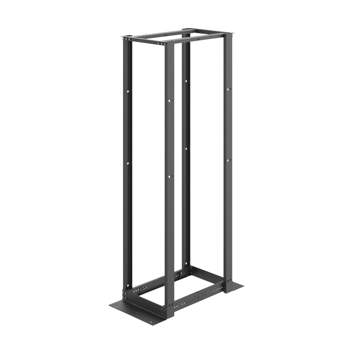 Rack Abierto de 4 Postes Estándar de 19 in / 45U / 2.13 m (7 ft) de Altura / Profundidad Ajustable 450-1050 mm (17.7-41.3 in) / Aluminio 6063-T6 / Rieles Roscados 12-24 / Negro RAL 9005