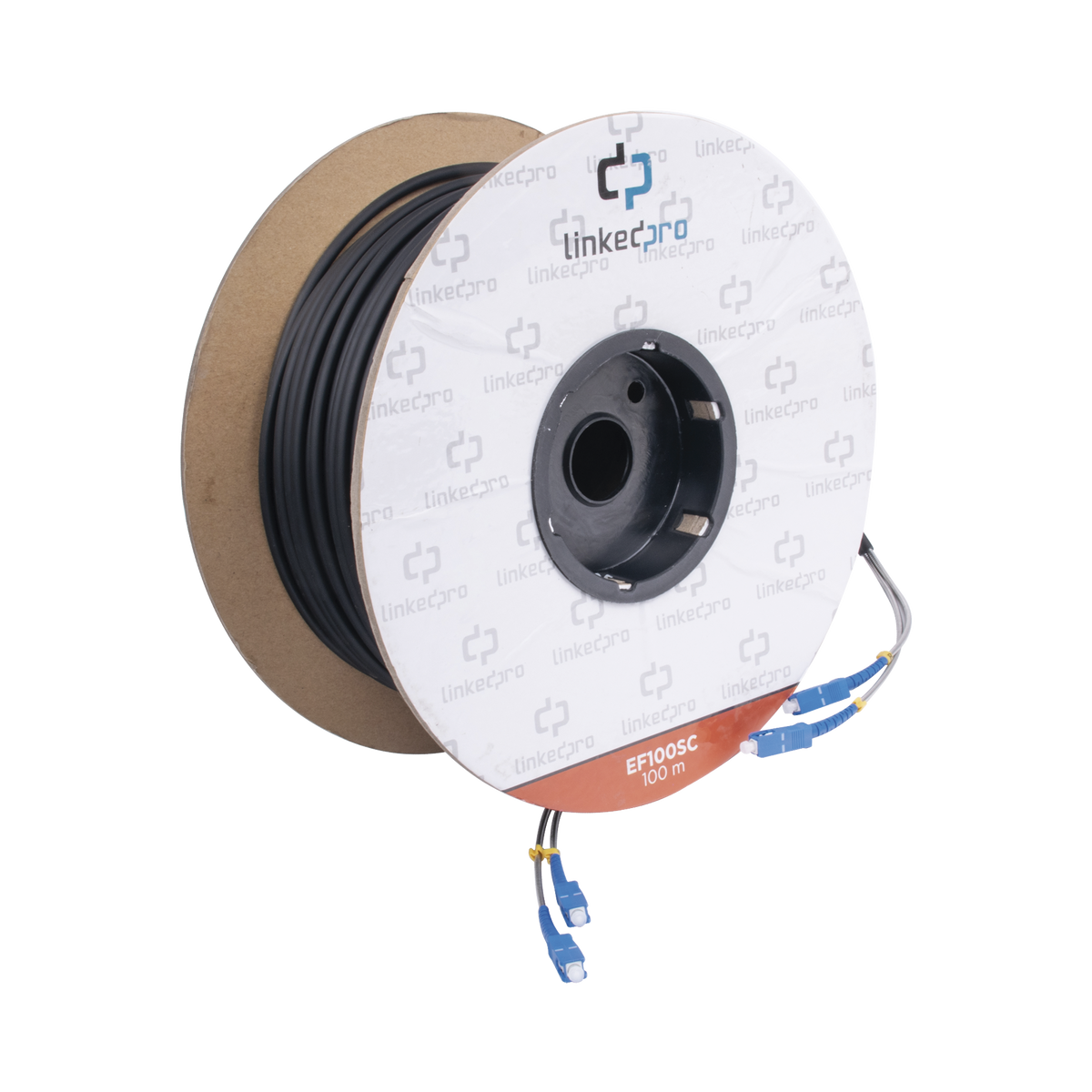 Carrete de Fibra �ptica Monomodo con Conectores SC-SC Duplex, Reforzada con Kevlar, de 100 Metros (328.08 Pies)