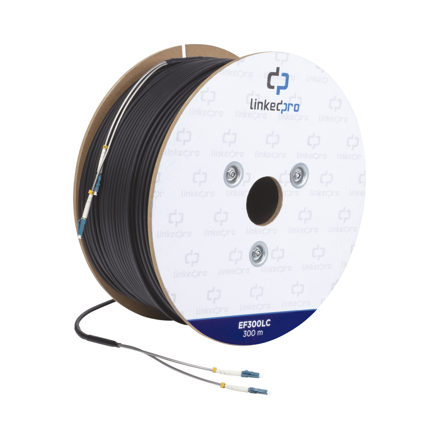 Carrete de Fibra �ptica Monomodo con Conectores LC-LC Duplex, Reforzada con Kevlar, de 300 Metros (984.25 Pies), Para Instalaciones Subterr�neas por Tuber�a