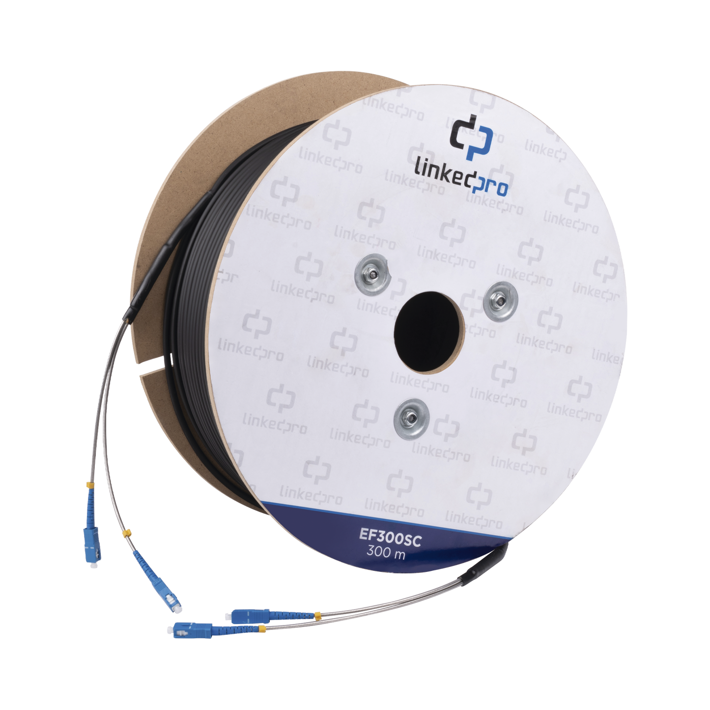 Carrete de Fibra �ptica Monomodo con Conectores SC-SC Duplex, Reforzada con Kevlar, de 300 Metros (984.25 Pies), Para Instalaciones Subterr�neas por Tuber�a