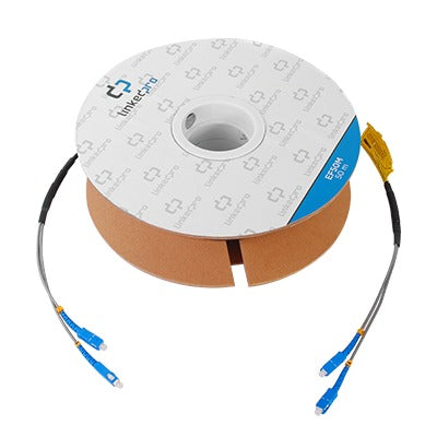 Carrete de Fibra �ptica Monomodo con Conectores SC-SC Duplex, Reforzada con Kevlar, de 50 Metros (164.04 Pies), Para Instalaciones Subterr�neas por Tuber�a