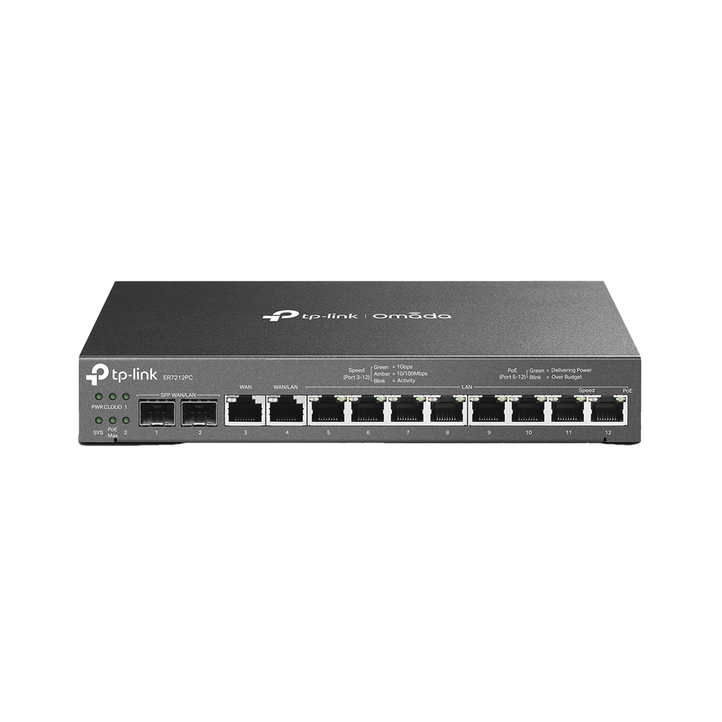 Router Omada VPN / SDN Multi-WAN 1G / Switch con PoE y Controlador / 2 puerto WAN/LAN SFP 1G / 1 Puerto RJ45 WAN / 1 Puerto WAN/LAN RJ45 / 8 Puertos PoE+ LAN RJ45 / 24,980 Sesiones Concurrentes
