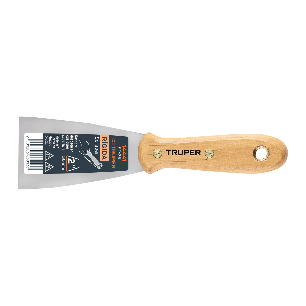 Espátula rígida 2' con mango de madera, Truper